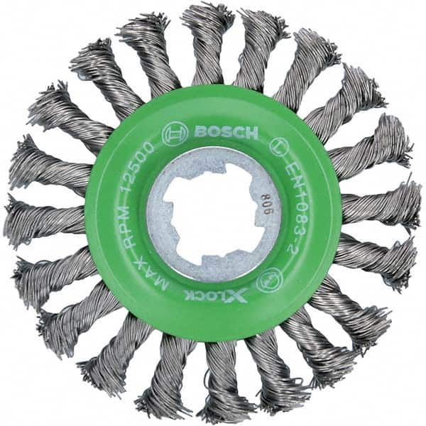 Bosch - 4-1/2" OD, 5/8" Arbor Hole, Knotted Stainless Steel Wheel Brush - Apex Tool & Supply
