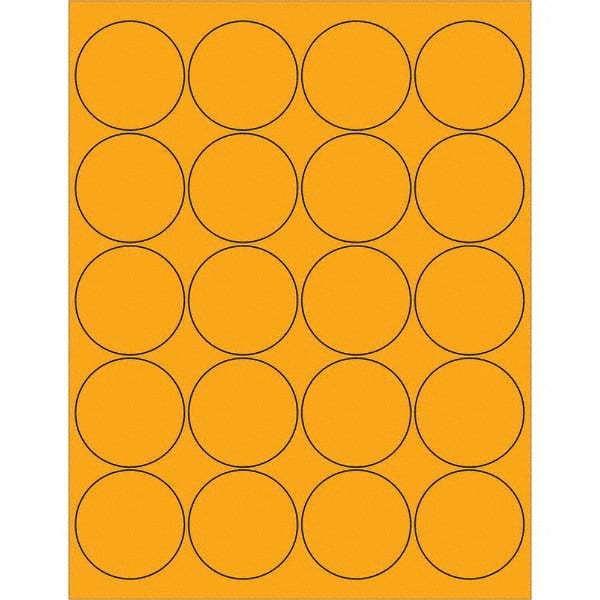 Tape Logic - Pack of (20), 100 Sheet 2" x 2" Fluorescent Orange Permanent Acrylic Laser Labels - Apex Tool & Supply