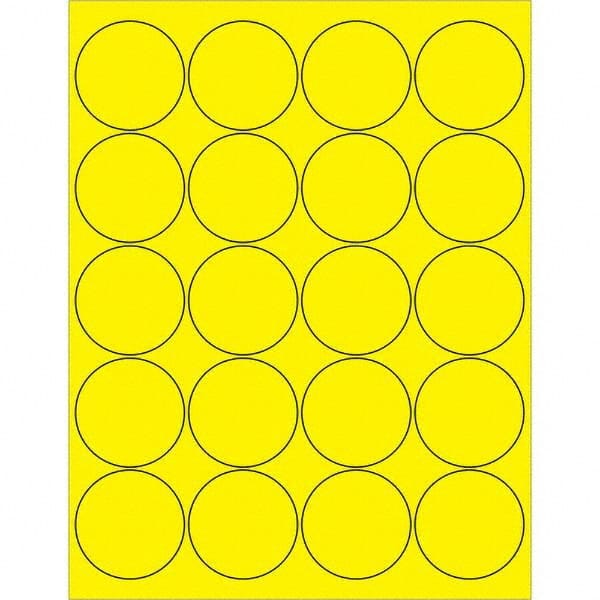 Tape Logic - Pack of (20), 100 Sheet 2" x 2" Fluorescent Yellow Permanent Acrylic Laser Labels - Apex Tool & Supply