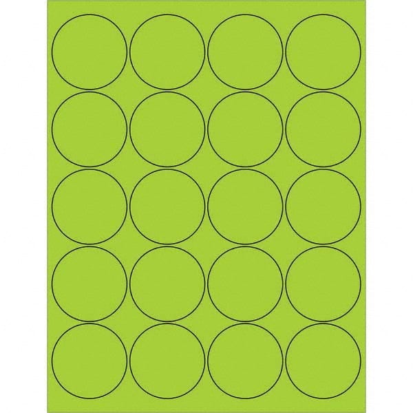 Tape Logic - Pack of (20), 100 Sheet 2" x 2" Fluorescent Green Permanent Acrylic Laser Labels - Apex Tool & Supply