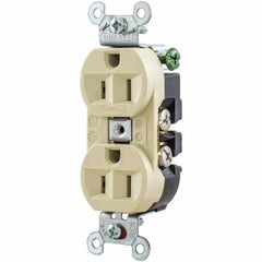 Hubbell Wiring Device-Kellems - 125V 15A NEMA 5-15R Industrial Grade Ivory Straight Blade Duplex Receptacle - Apex Tool & Supply
