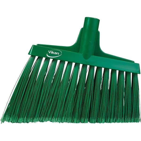 Vikan - 11-1/2" Wide, Green Polyester Bristles, Angled Broom - Flagged, Water Resistant - Apex Tool & Supply