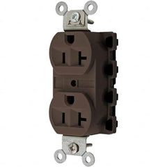Hubbell Wiring Device-Kellems - 125V 20A NEMA 5-20R Specification Grade Brown Straight Blade Duplex Receptacle - Apex Tool & Supply