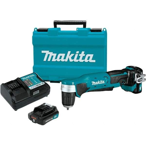 Makita - 12 Volt 3/8" Chuck Right Angle Handle Cordless Drill - 0-1100 RPM, Keyless Chuck, Reversible, 2 Lithium-Ion Batteries Included - Apex Tool & Supply