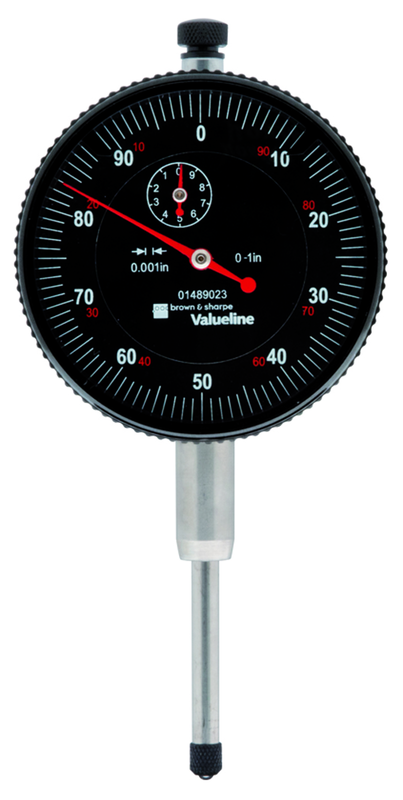 2-1/4" Face 0-100 Dial Reading .001" Graduation Black Face Indicator - Apex Tool & Supply