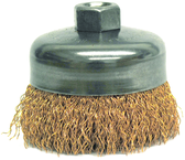 4" Crimped Wire Cup Brush - .020 Bronze; 5/8-11 A.H. - Non-Sparking Wire Wheel - Apex Tool & Supply