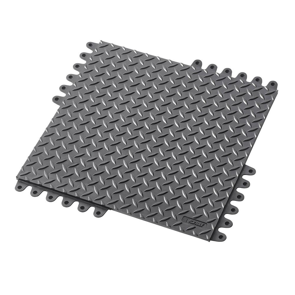 Anti-Fatigue Mat: 36.0000″ Length, 6.0000″ Wide, 3/4″ Thick, Nitrile Rubber, Interlocking Edge, Heavy Duty Ribbed, Yellow, Wet/Dry and Oily Areas