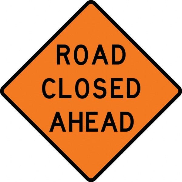 VizCon - "Right Lane Closed Ahead," 36" Wide x 36" High Vinyl Construction Roadway Sign - Apex Tool & Supply