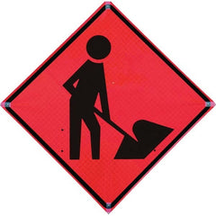 VizCon - "Road Construction Ahead," 36" Wide x 36" High Vinyl Construction Roadway Sign - Apex Tool & Supply