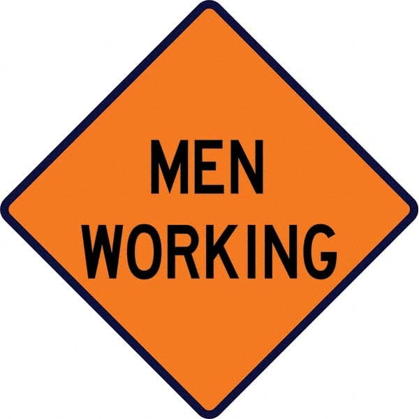 VizCon - "Men Working," 36" Wide x 36" High Vinyl Construction Roadway Sign - Apex Tool & Supply