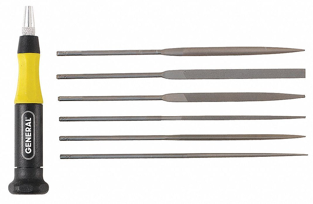 5-1/2" Swiss Pattern Needle File Set with Natural Finish; Number of Pieces: 6 - Apex Tool & Supply