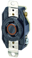 20 Amp; 125/250 Volt; NEMA L14-20R; 3P; 4W; Flush Mtg Locking Receptacle; Industrial Grade; Grounding; V-0-MAX - Black - Apex Tool & Supply
