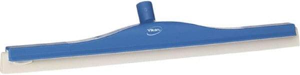 Vikan - 24" Foam Rubber Blade Floor Squeegee - Double Edge, Blue, Plastic Holder - Apex Tool & Supply