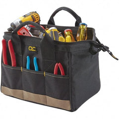 CLC - 14 Pocket Black & Khaki Polyester Tool Bag - 14" Wide x 8-1/2" Deep x 8" High - Apex Tool & Supply