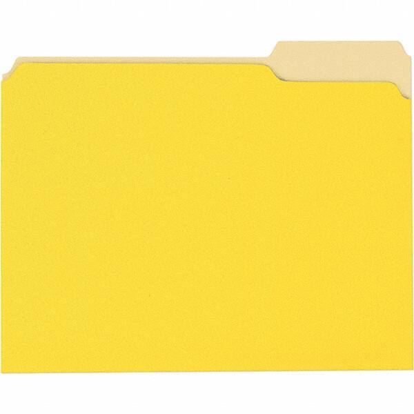 Universal One - 8-1/2 x 11", Letter Size, Yellow, File Folders with Top Tab - 11 Point Stock, 1/3 Tab Cut Location - Apex Tool & Supply