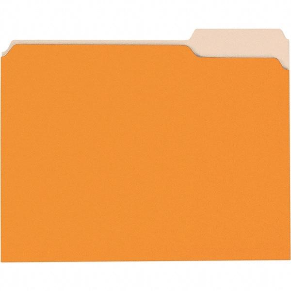 Universal One - 8-1/2 x 11", Letter Size, Orange/Light Orange, File Folders with Top Tab - 11 Point Stock, 1/3 Tab Cut Location - Apex Tool & Supply