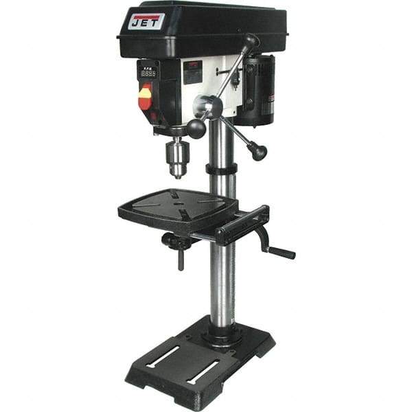Jet - 12" Swing, Variable Speed Pulley Drill Press (Woodworking) - Variable Speed, 1/2 hp, Single Phase - Apex Tool & Supply