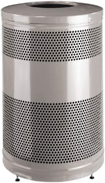 Rubbermaid - 51 Gal Silver Round Decorative Waste Receptacle With Top - Steel, 902mm High - Apex Tool & Supply