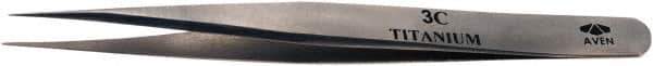 Aven - 4-1/4" OAL 3C Precision Tweezers - Fine Straight Point - Apex Tool & Supply