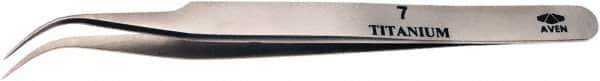 Aven - 4-3/4" OAL 7 Precision Tweezers - Curved Shape, 7A, Fine Tips - Apex Tool & Supply