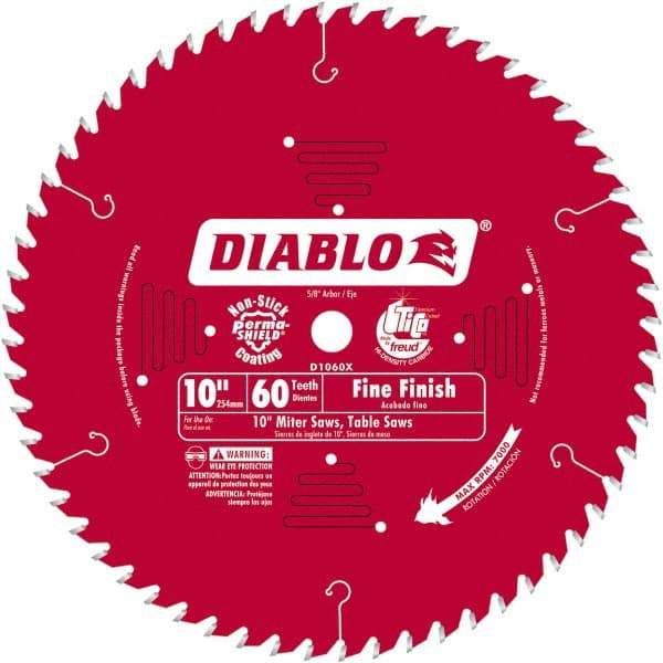 Freud - 10" Blade Diam, 60 Teeth, Carbide-Tipped Cold Saw Blade - 5/8" Arbor Hole Diam, 0.071" Blade Thickness - Apex Tool & Supply