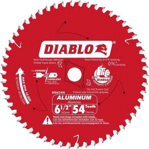 Freud - 6-1/2" Blade Diam, 56 Teeth, Carbide-Tipped Cold Saw Blade - 5/8" Arbor Hole Diam, 0.045" Blade Thickness - Apex Tool & Supply