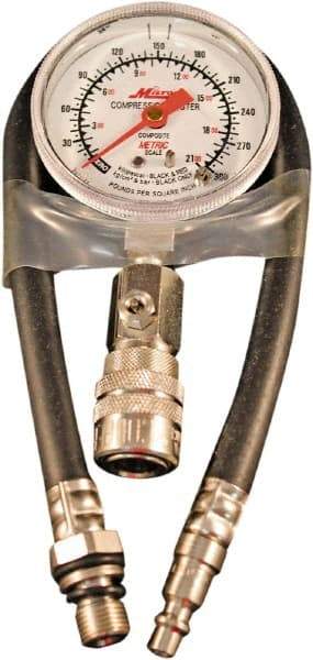 Milton - 4 Piece Dial Engine Compression Test Kit - 300 Max Pressure, PSI Scale - Apex Tool & Supply