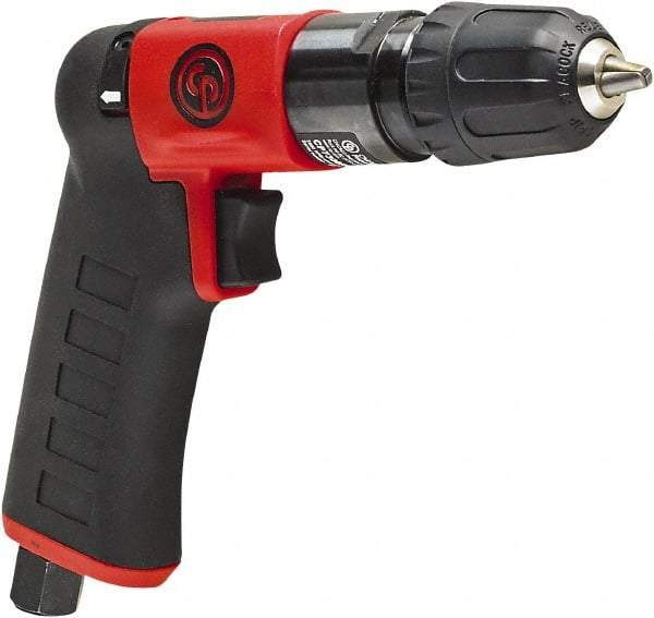 Chicago Pneumatic - 1/4" Reversible Keyless Chuck - Pistol Grip Handle, 2,800 RPM, 0.3 hp, 90 psi - Apex Tool & Supply