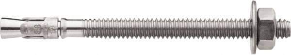Powers Fasteners - 1/2" Diam, 1/2" Drill, 5-1/2" OAL, 2-3/4" Min Embedment Wedge Expansion Concrete Anchor - 304 Stainless Steel, Hex Nut Head, Hex Drive, 3-3/4" Thread Length - Apex Tool & Supply