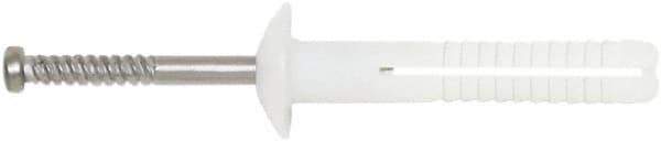 Powers Fasteners - 1/4" Diam, 1/4" Drill, 1-1/2" OAL, 3-5/8" Min Embedment Hammer Drive Concrete Anchor - 304 Nylon/Stainless Steel, Flat Head, Hammer Drive - Apex Tool & Supply