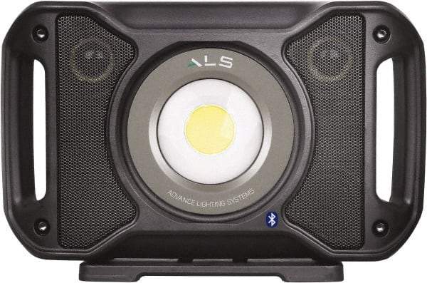 Advanced Lighting Systems - 10 Volt, Black Audio Work Light - 5,000 Lumens, 18/2 Wire Gage, Corded & Rechargeable Battery, LED Lamp - Apex Tool & Supply