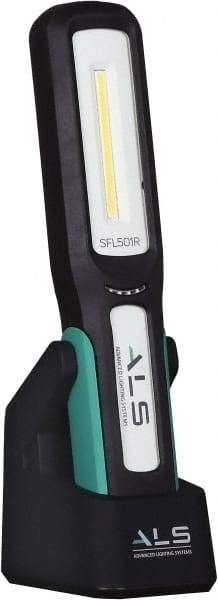 Advanced Lighting Systems - 3 Volt, Black & Turquoise Straight Folding Work Light - 500 Lumens, Rechargeable Battery, LED Lamp - Apex Tool & Supply