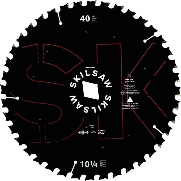 Skilsaw - 10-1/4" Diam, 1" Arbor Hole Diam, 40 Tooth Wet & Dry Cut Saw Blade - Cermet-Tipped, Cutoff Action, Diamond Arbor - Apex Tool & Supply