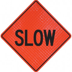 PRO-SAFE - "Slow," 48" Wide x 48" High Vinyl Traffic Control Sign - Apex Tool & Supply