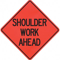 PRO-SAFE - "Shoulder Work Ahead," 48" Wide x 48" High Vinyl Traffic Control Sign - Apex Tool & Supply