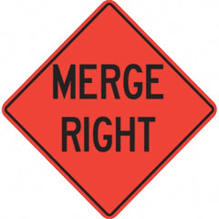 PRO-SAFE - "Merge Right," 36" Wide x 36" High Vinyl Traffic Control Sign - Apex Tool & Supply