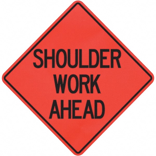 PRO-SAFE - "Shoulder Work Ahead," 36" Wide x 36" High Vinyl Traffic Control Sign - Apex Tool & Supply