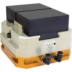 Air Vise Workholding - 4" Jaw Width, 15/16" Throat Depth, Air Precision Self Centering Vise - 200 Max Operating psi - Apex Tool & Supply