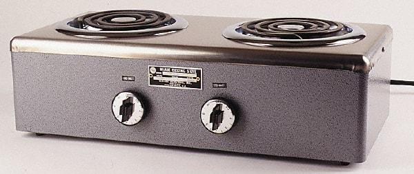 WAAGE - 20" Long x 10 Wide x 7" High, 115 Volt Hot Plate - 2 Burner, 1600 Watt, 14 Amps - Apex Tool & Supply