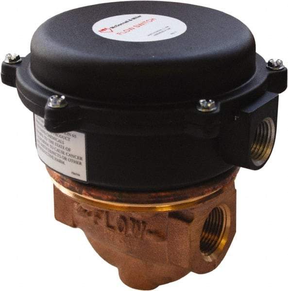 McDonnell & Miller - 100 psi, Brass Housing, Adjustable Paddle Flow Switch - 0.12 Flow Set Point, 545 Flow Point cc/min, 0.12 to 2.5 GPM, 120/240 Voltage, 3/4 Inch Thread Size - Apex Tool & Supply
