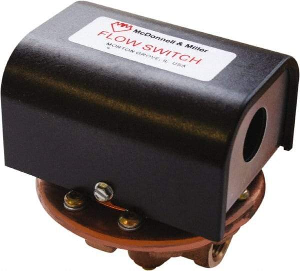 McDonnell & Miller - 100 psi, Brass Housing, Adjustable Paddle Flow Switch - 0.41 Flow Set Point, 1,863 Flow Point cc/min, 0.41 1.81 GPM, 120/240 Voltage, 1/2 Inch Thread Size - Apex Tool & Supply