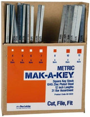 Made in USA - 12" Long, Key Stock Assortment - 18-8 Stainless Steel - Apex Tool & Supply