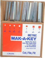 Made in USA - 12" Long, Zinc-Plated Key Stock Assortment - C1045 Steel - Apex Tool & Supply