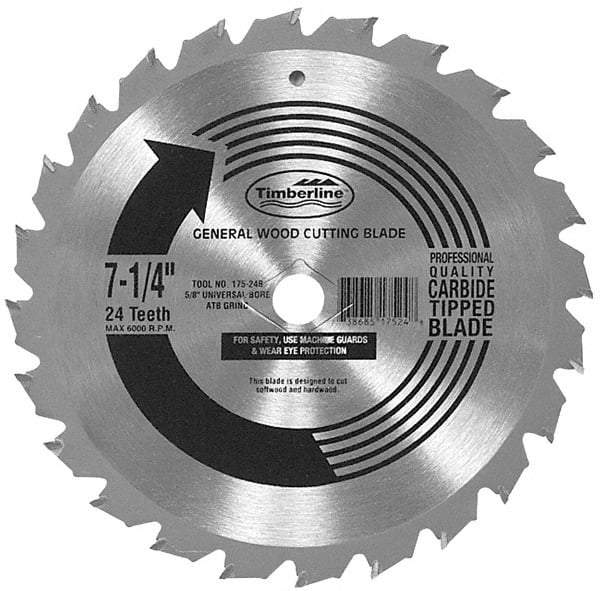 Amana Tool - 7-1/4" Diam, 5/8" Arbor Hole Diam, 24 Tooth Wet & Dry Cut Saw Blade - Carbide-Tipped, Combination Action, Diamond Arbor - Apex Tool & Supply
