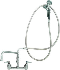 T&S Brass - Riser with Spring Guide, 2 Way Design, Wall Mount, Pre Rinse Faucet Assembly - Lever Handle - Apex Tool & Supply