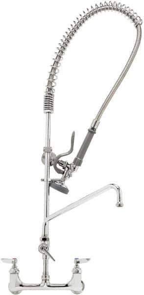 T&S Brass - Riser with Spring Guide, 2 Way Design, Wall Mount, Wall Pre Rinse Faucet Assembly - Lever Handle - Apex Tool & Supply