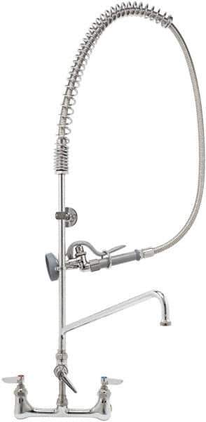 T&S Brass - Riser with Spring Guide, 2 Way Design, Wall Mount, Wall Pre Rinse Faucet Assembly - Lever Handle - Apex Tool & Supply