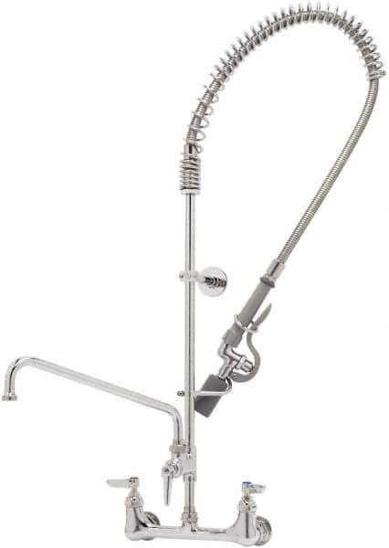 T&S Brass - Riser with Spring Guide, 2 Way Design, Wall Mount, Wall Pre Rinse Faucet Assembly - Lever Handle - Apex Tool & Supply