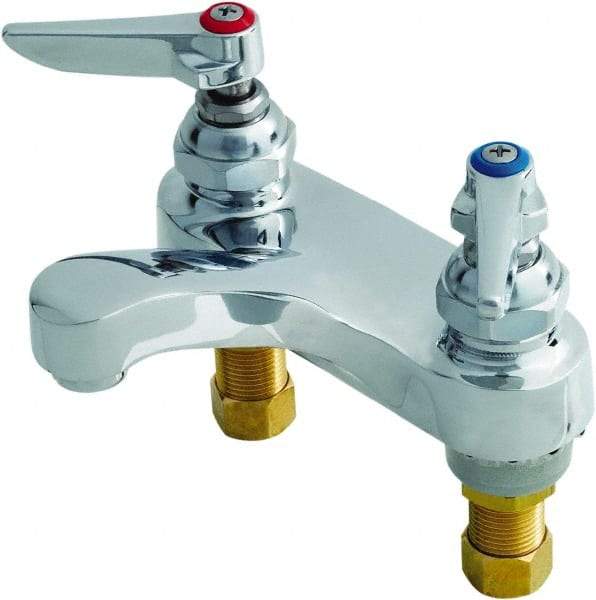 T&S Brass - Lever Handle, Deck Mounted Bathroom Faucet - Lavatory Faucet with Pop Up, No Drain, Standard Spout - Apex Tool & Supply