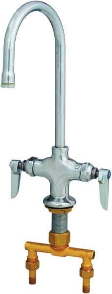 T&S Brass - Faucet Mount, Deck Mounted Single Hole Faucet without Spray - Rigid Base Faucet, Lever Handle, Gooseneck Spout, No Drain - Apex Tool & Supply